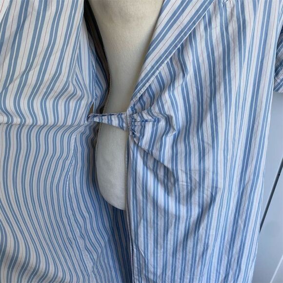 Ganni Women's Striped Draped Wrap Midi Dress Blue Size 42 Casual - Picture 8 of 11